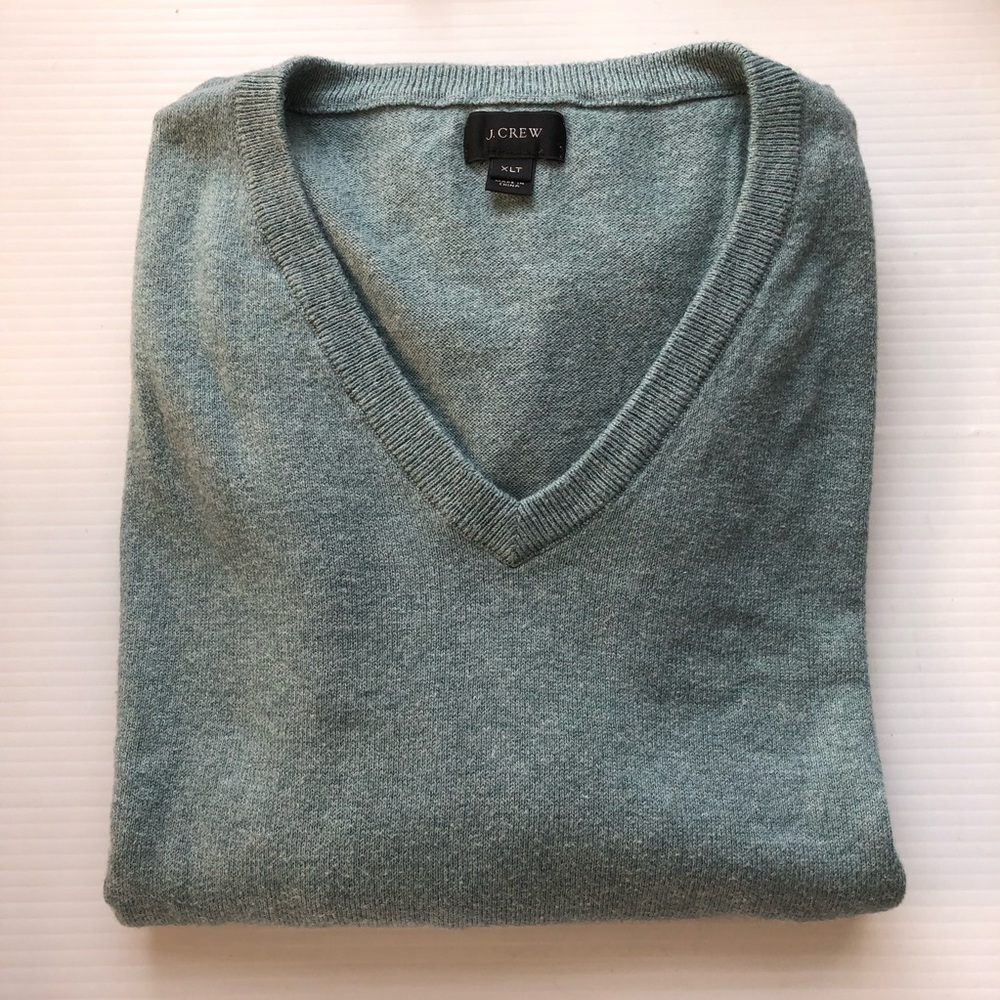 J. Crew Men’s V-neck Crewneck Sweater, Teal-size XLT